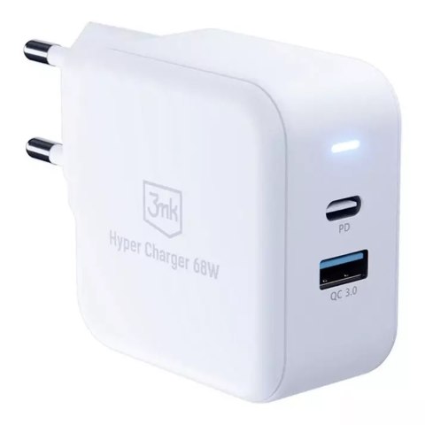 Ładowarka sieciowa 68W USB-C PD USB QC 3mk szybka Hyper Charger GaN 3.0 PPS Biała