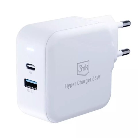Ładowarka sieciowa 68W USB-C PD USB QC 3mk szybka Hyper Charger GaN 3.0 PPS Biała