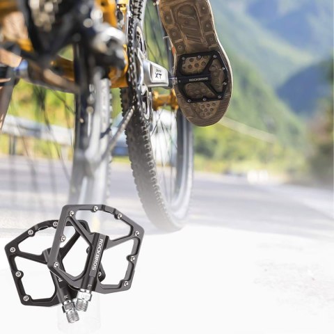 Pedały do roweru rowerowe platformowe RockBros K203-BK metalowe MTB komplet 2szt Czarne