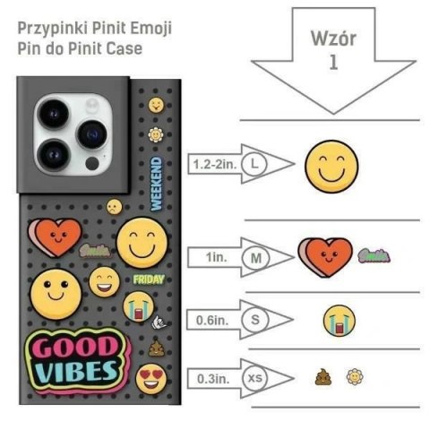 Zestaw Etui Pinit Dynamic + Emoji Pin do iPhone 14 Pro Max 6.7" czarny/black wzór 1