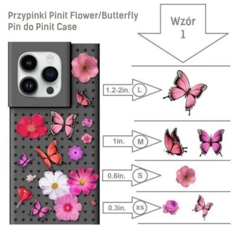 Zestaw Etui Pinit Dynamic + Flower/ Butterfly Pin do iPhone 14 Plus 6.7" czarny/black wzór 1