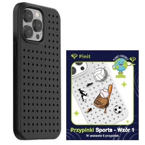 Zestaw Etui Pinit Dynamic + Sports Pin do iPhone 14 Pro Max 6.7" czarny/black wzór 1