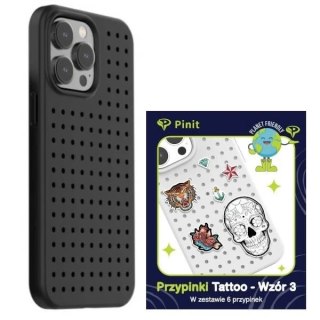 Zestaw Etui Pinit Dynamic + Tattoo Pin do iPhone 14 Pro 6.1" czarny/black wzór 3