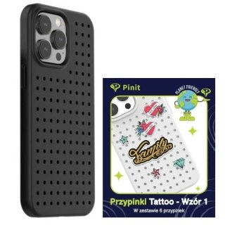 Zestaw Etui Pinit Dynamic + Tattoo Pin do iPhone 14 Pro Max 6.7" czarny/black wzór 1