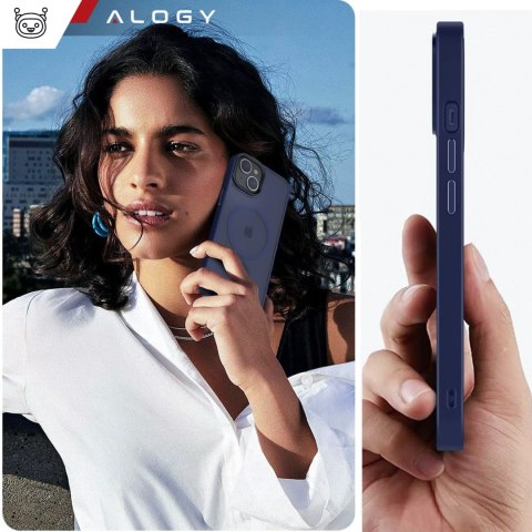 Etui do iPhone 14 Plus MagSafe Matt Case Cover matowe obudowa Alogy Ring pancerne na telefon Granatowe
