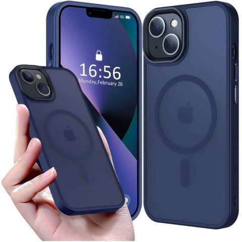 Etui do iPhone 14 Plus MagSafe Matt Case Cover matowe obudowa Alogy Ring pancerne na telefon Granatowe