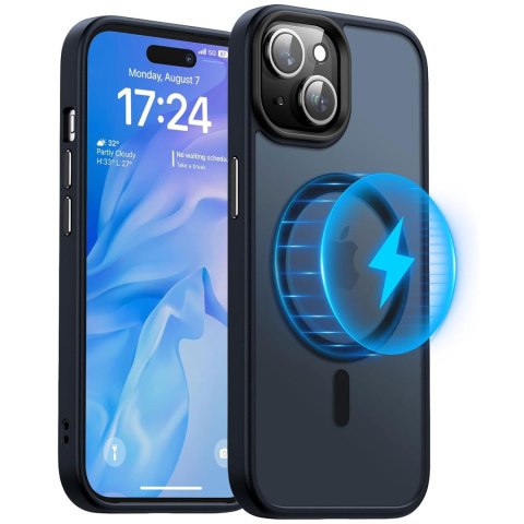 Etui do iPhone 15 Plus MagSafe Matt Case Cover matowe obudowa Alogy Ring pancerne na telefon Granatowe