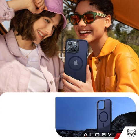 Etui do iPhone 15 Pro Max MagSafe Matt Case Cover matowe obudowa Alogy Ring pancerne na telefon Granatowe