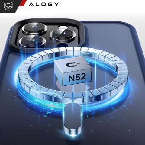 Etui do iPhone 15 Pro Max MagSafe Matt Case Cover matowe obudowa Alogy Ring pancerne na telefon Granatowe