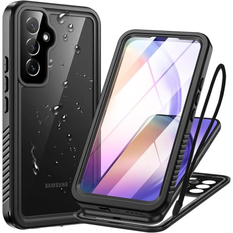 Etui wodoodporne do Samsung Galaxy A54 5G 360 Alogy Pancerne Armor IP68 ze smyczką Czarne