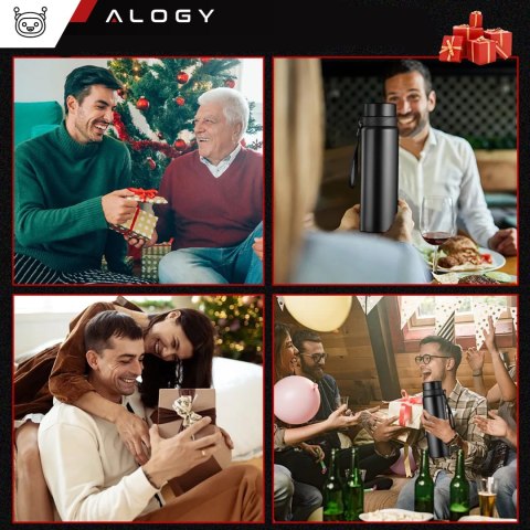 Termos butelka bidon termiczny 1l do kawy herbaty yerba mate z zaparzaczem sitko duży Alogy stal czarny