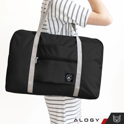 Torba podróżna sportowa na ramię męska damska na siłownie treningowa bagaż podręczny 48x32 materiałowa Alogy Sport Czarna