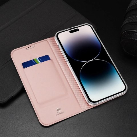 Etui do iPhone 15 Pro pokrowiec z klapką i portfelem Dux Ducis Skin Pro - niebieski