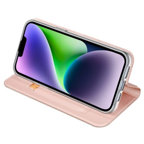 Etui do iPhone 15 pokrowiec z klapką i portfelem Dux Ducis Skin Pro - różowy