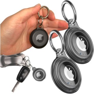 Etui na lokalizator do Apple AirTag Brelok Wodoodporny Case Alogy 360 IPX8 Obudowa z zawieszką Matowe Czarne