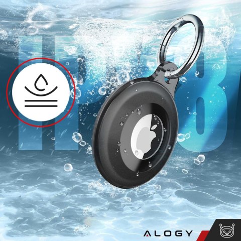 Etui na lokalizator do Apple AirTag Brelok Wodoodporny Case Alogy 360 IPX8 Obudowa z zawieszką Matowe Czarne