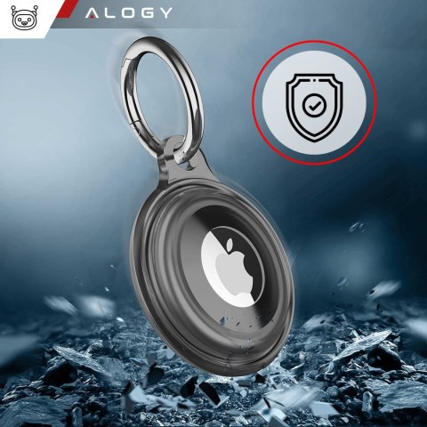 Etui na lokalizator do Apple AirTag Brelok Wodoodporny Case Alogy 360 IPX8 Obudowa z zawieszką Matowe Czarne