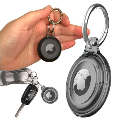 Etui na lokalizator do Apple AirTag Brelok Wodoodporny Case Alogy 360 IPX8 Obudowa z zawieszką Matowe Czarne