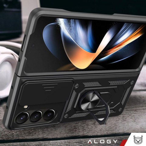 Etui pancerne do Galaxy Z Fold 5 Camshield Case Ring Alogy Stand z osłonką na aparat slide czarne