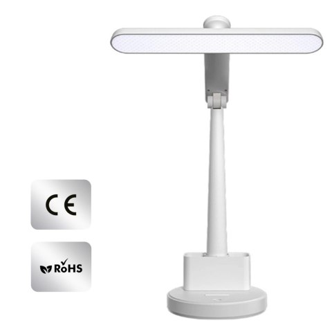 Lampka biurkowa LED nocna lampa USB na biurko dotykowa regulowana organizer i stojaki na telefon biała