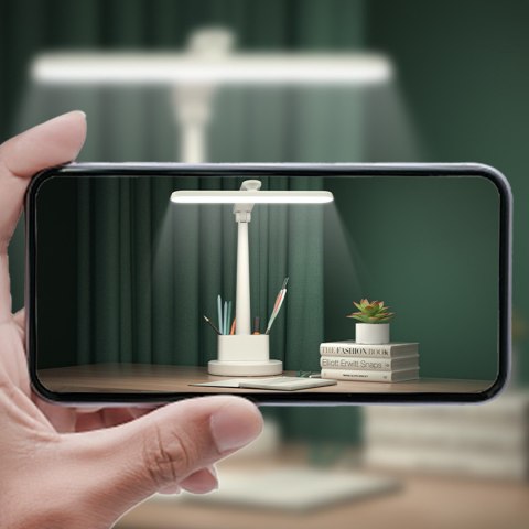 Lampka biurkowa LED nocna lampa USB na biurko dotykowa regulowana organizer i stojaki na telefon biała
