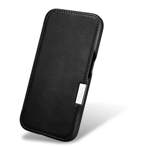 Skórzane etui kompatybilne z MagSafe do iPhone 15 iCarer Oil Wax Premium Leather - czarne