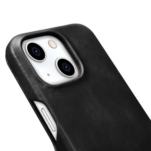 Skórzane etui kompatybilne z MagSafe do iPhone 15 iCarer Oil Wax Premium Leather - czarne
