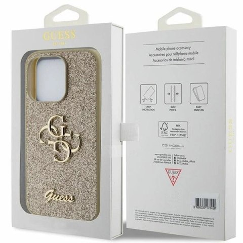 Etui Guess GUHCP15XHG4SGD do iPhone 15 Pro Max 6.7" złoty/gold hardcase Glitter Script Big 4G
