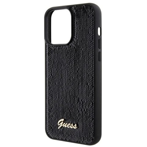 Etui Guess GUHCP15XPSFDGSK do iPhone 15 Pro Max 6.7" czarny/black hardcase Sequin Script Metal