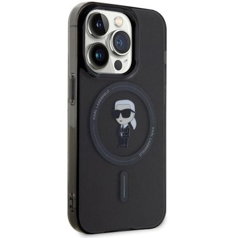 Etui Karl Lagerfeld KLHMP15LHFCKNOK do iPhone 15 Pro 6.1" czarny/black hardcase IML Ikonik MagSafe