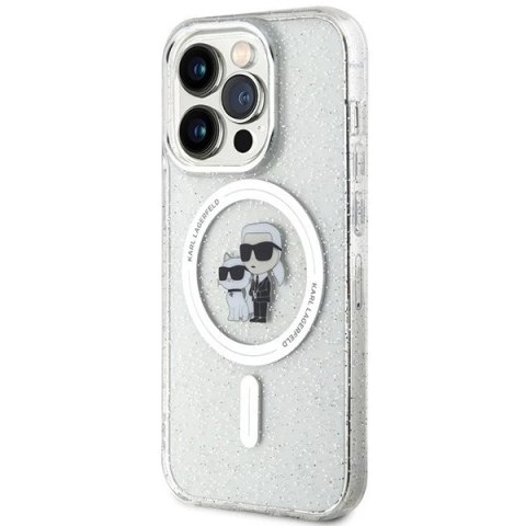 Etui Karl Lagerfeld KLHMP15LHGKCNOT do iPhone 15 Pro 6.1" transparent hardcase Karl&Choupette Glitter MagSafe