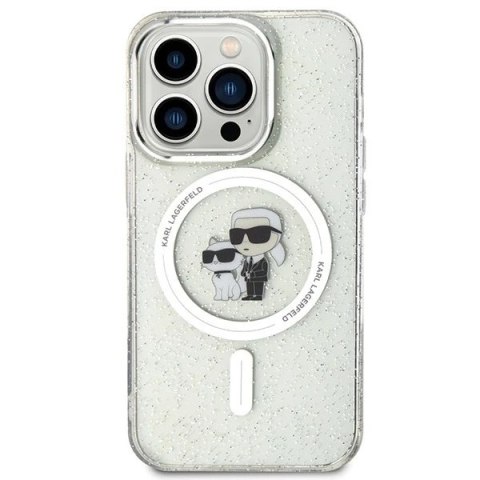 Etui Karl Lagerfeld KLHMP15LHGKCNOT do iPhone 15 Pro 6.1" transparent hardcase Karl&Choupette Glitter MagSafe