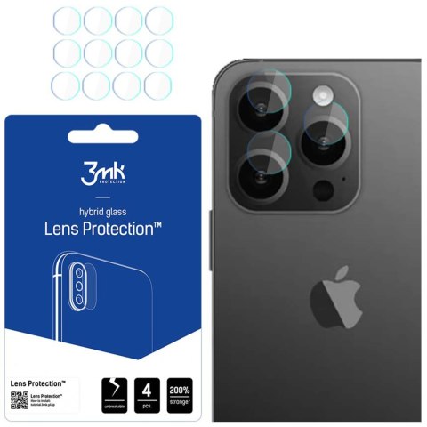 Szkło hybrydowe na aparat iPhone 15 Pro osłona na obiektyw 3mk Lens Protection 4x zestaw