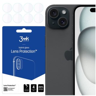 Szkło hybrydowe na aparat iPhone 15 osłona na obiektyw 3mk Lens Protection 4x zestaw