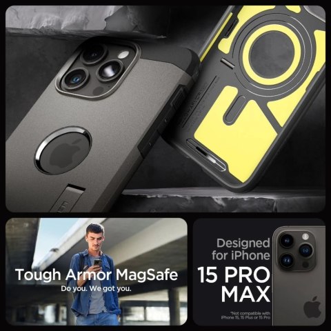Etui Spigen Tough Armor Mag do MagSafe do iPhone 15 Pro Max Gunmetal