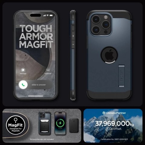 Etui Spigen Tough Armor Mag do MagSafe do iPhone 15 Pro Max metal slate