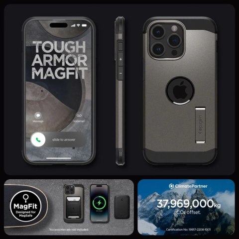 Etui Spigen Tough Armor Mag do MagSafe do iPhone 15 Pro gunmetal
