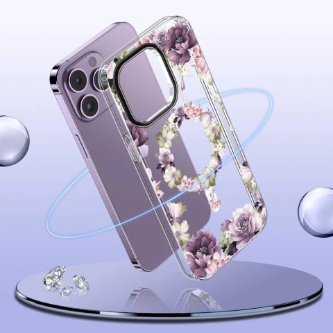 Etui ochronne MagMood do MagSafe do iPhone 15 Pro Max rose floral