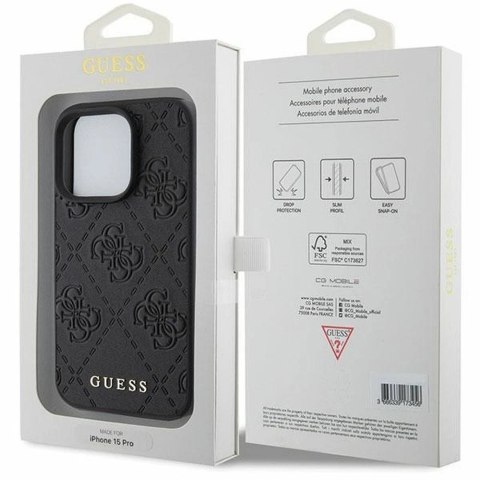 Oryginalne Etui GUESS Hardcase GUHCP15LP4EPMK do iPhone 15 PRO (Quilted 4G Classic / czarny)
