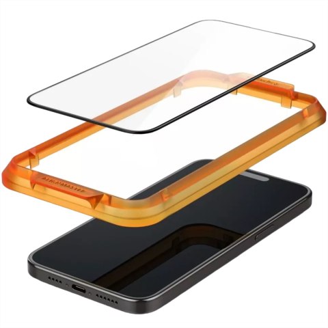 2x Szkło hartowane do Apple iPhone 15 / 16 na ekran Spigen Alm Glass FC 2-Pack 9H + zestaw aplikacyjny Black
