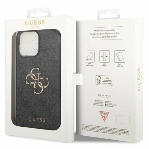 Etui Guess GUHCP15X4GMGGR do iPhone 15 Pro Max 6.7" szary/grey hardcase 4G Big Metal Logo