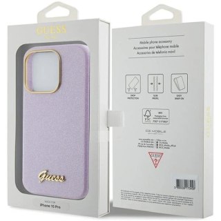 Etui Guess GUHCP15XPGMCSL do iPhone 15 Pro Max 6.7" liliowy/lilac hardcase Glitter Glossy Script
