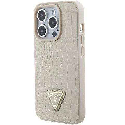 Etui Guess GUHCP15LPCRTHCD do iPhone 15 Pro 6.1" złoty/gold hardcase Croco Triangle Logo