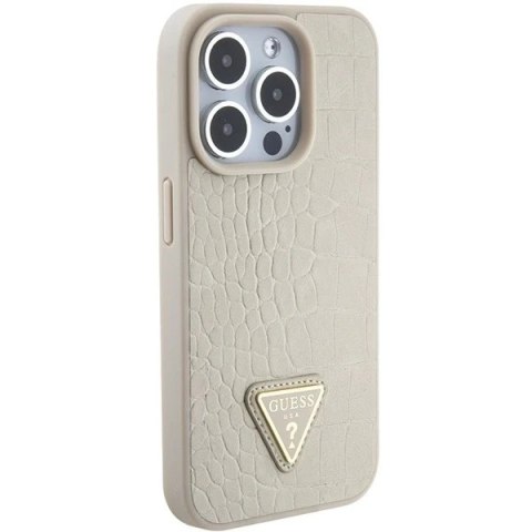 Etui Guess GUHCP15LPCRTHCD do iPhone 15 Pro 6.1" złoty/gold hardcase Croco Triangle Logo