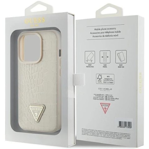 Etui Guess GUHCP15LPCRTHCD do iPhone 15 Pro 6.1" złoty/gold hardcase Croco Triangle Logo