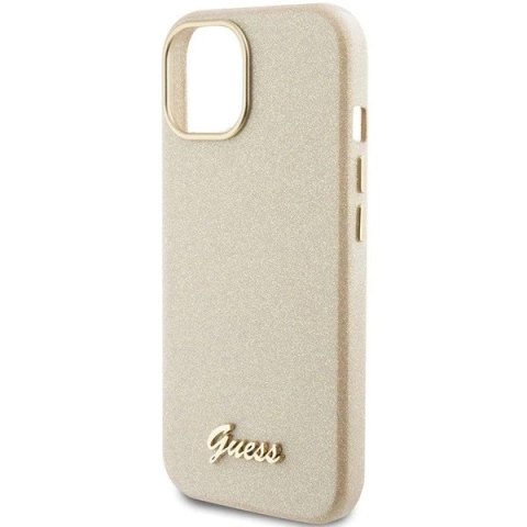 Etui Guess GUHCP15SPGMCSD do iPhone 15 6.1" złoty/light gold hardcase Glitter Glossy Script