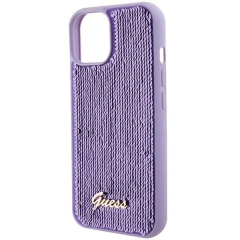 Etui Guess GUHCP15SPSFDGSU do iPhone 15 6.1" fioletowy/purple hardcase Sequin Script Metal