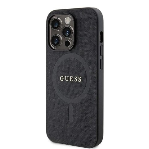 Etui Guess GUHMP15LPSAHMCK do iPhone 15 Pro 6.1" czarny/black hardcase Saffiano MagSafe