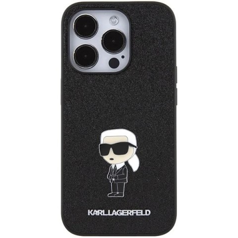 Etui Karl Lagerfeld KLHCP15XGKNPSK do iPhone 15 Pro Max 6.7" czarny/black hardcase Fixed Glitter Ikonik Logo Metal Pin