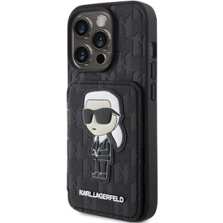 Etui Karl Lagerfeld KLHCP15XSAKKNSCK do iPhone 15 Pro Max 6.7" czarny/black hardcase Saffiano Cardslots and Stand Monogram Ikoni